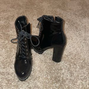 Black leather boots